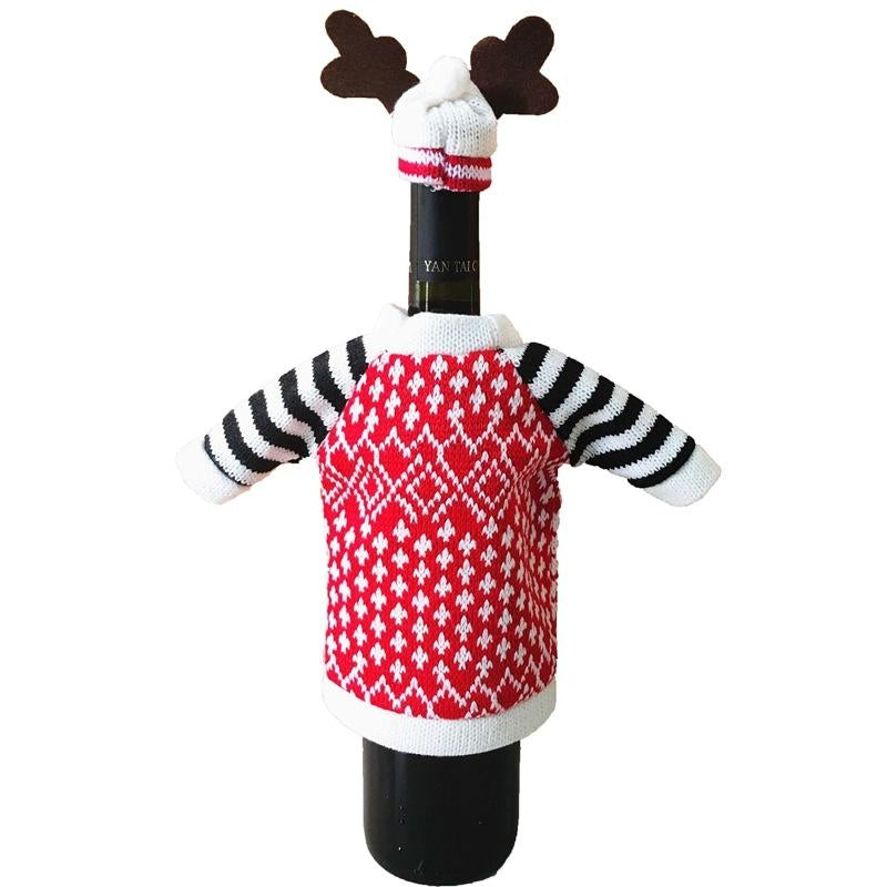 Christmas Wine Bottle Cover Christmas Decoration for Home Christmas Deer Elk Red Wine Champagne Bott Image 6