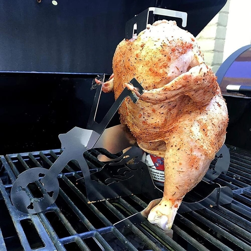 Chicken Stand Funny American Motorcycle BBQ Steel Rack Tools Funny Roast Chicken Rack Grilling Roast Rack for Party Image 2