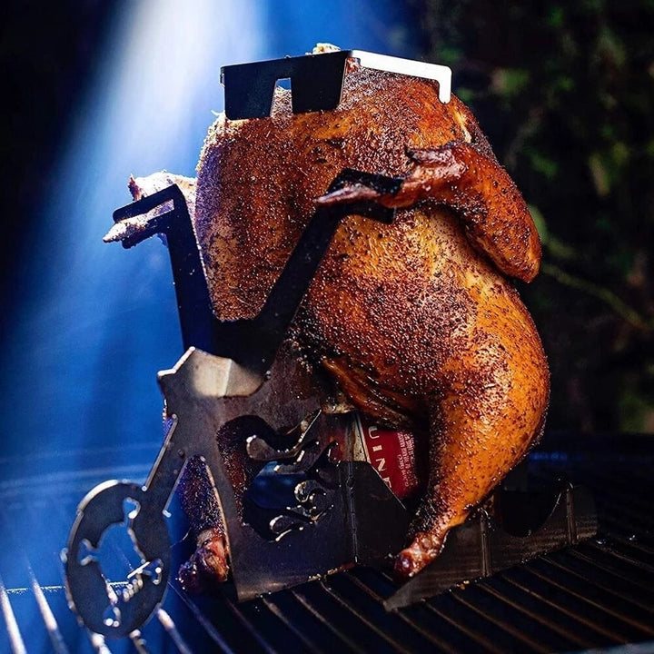 Chicken Stand Funny American Motorcycle BBQ Steel Rack Tools Funny Roast Chicken Rack Grilling Roast Rack for Party Image 4