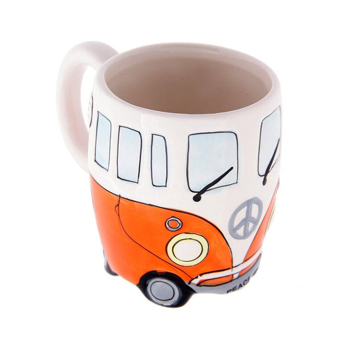 Cartoon Double Bus Mug Funny Hand Painting Retro Ceramic Cup Coffee Milk Tea Cup Drinkware Image 1