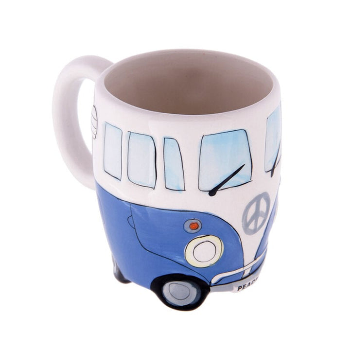 Cartoon Double Bus Mug Funny Hand Painting Retro Ceramic Cup Coffee Milk Tea Cup Drinkware Image 5