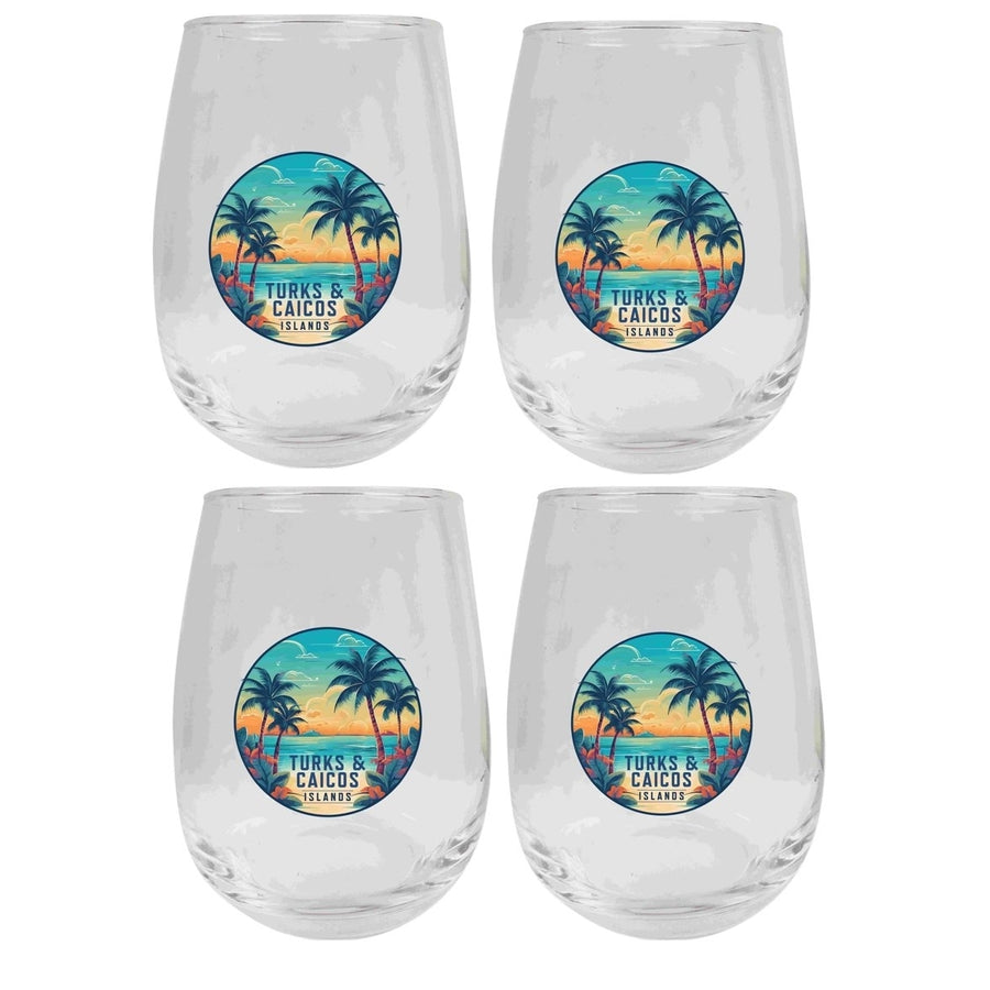 Turks And Caicos Design D Souvenir 15 oz Wine Glass 4-Pack Image 1