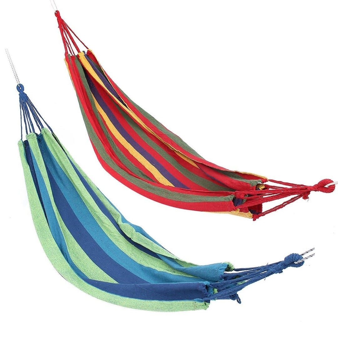 Double Large Swing Hammock Canvas Camping Hang Bed Garden Travel Beach Outdoor Chair Image 1