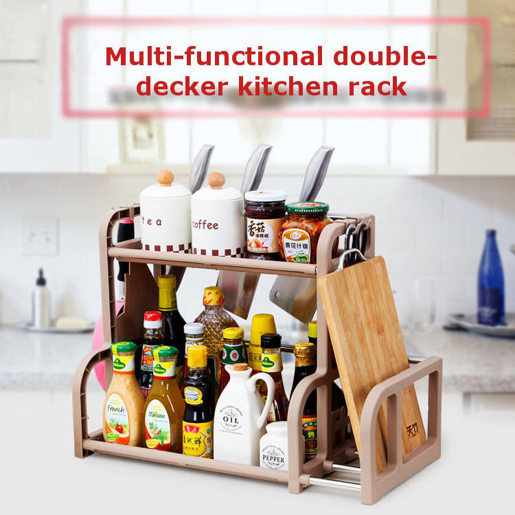 Double Layer Spice Jar Rack Storage Shelf Pantry Kitchen Cabinet Cupboard Holder Image 4