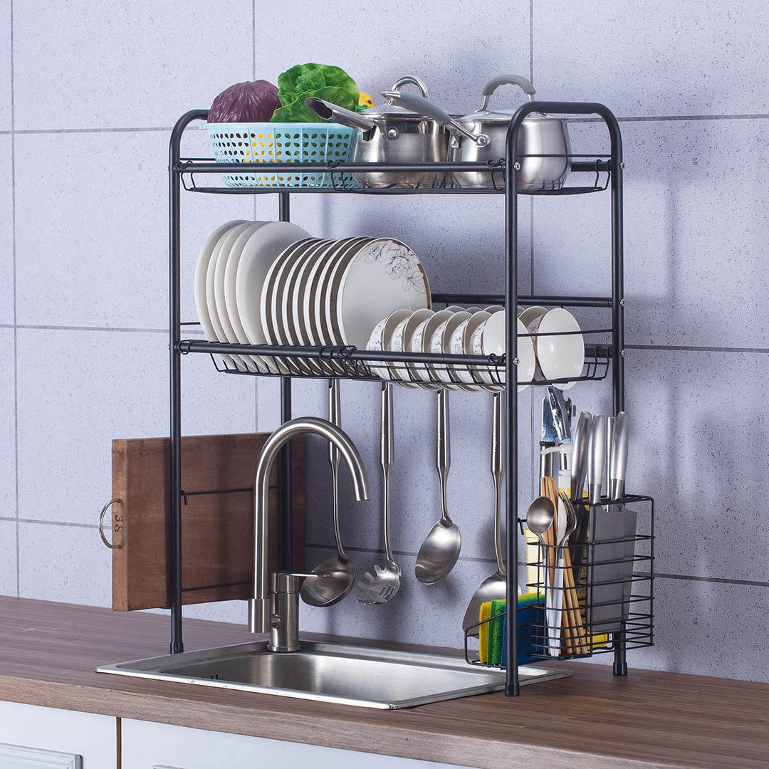 Double Layer Shelf Dish Stainless Holder Steel Sink Drain Rack Kitchen Cutlery Drying Drainer Kitchen Storage Rack Image 5