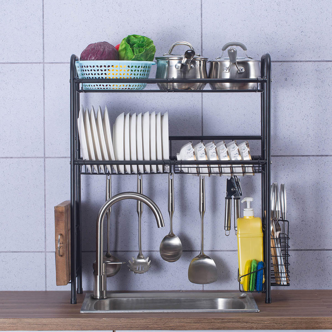 Double Layer Shelf Dish Stainless Holder Steel Sink Drain Rack Kitchen Cutlery Drying Drainer Kitchen Storage Rack Image 1