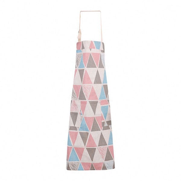 Cotton Sleeveless Apron Triangular Lattice Kitchen Cooking Simple Aprons Cotton Linen Image 1