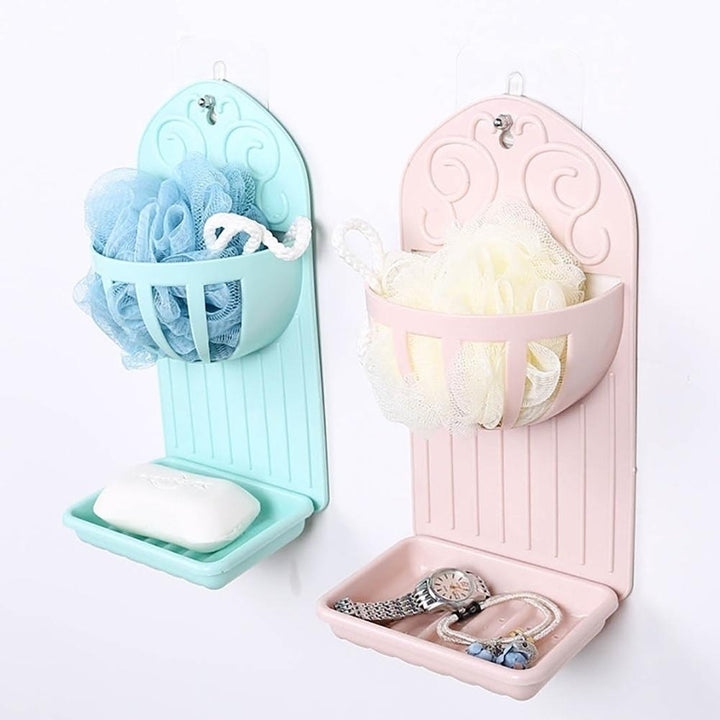 Creative Double Kitchen Bathroom Rack Wall Paste Soap Box Soap Drain Shelf Image 2