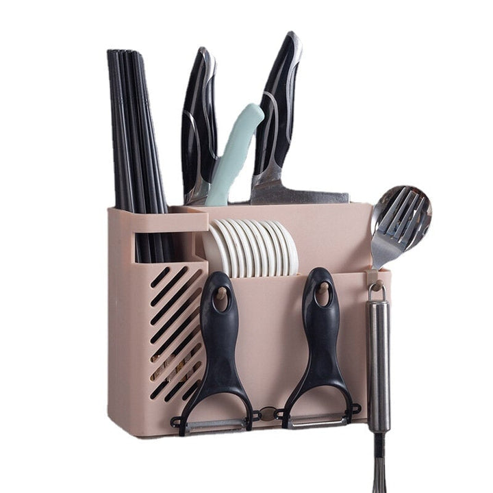 Creative Multi-function Kitchen Storage Organization Drain Chopstick Cage Wall Mounted Spoon Fork Racks Holder Image 1