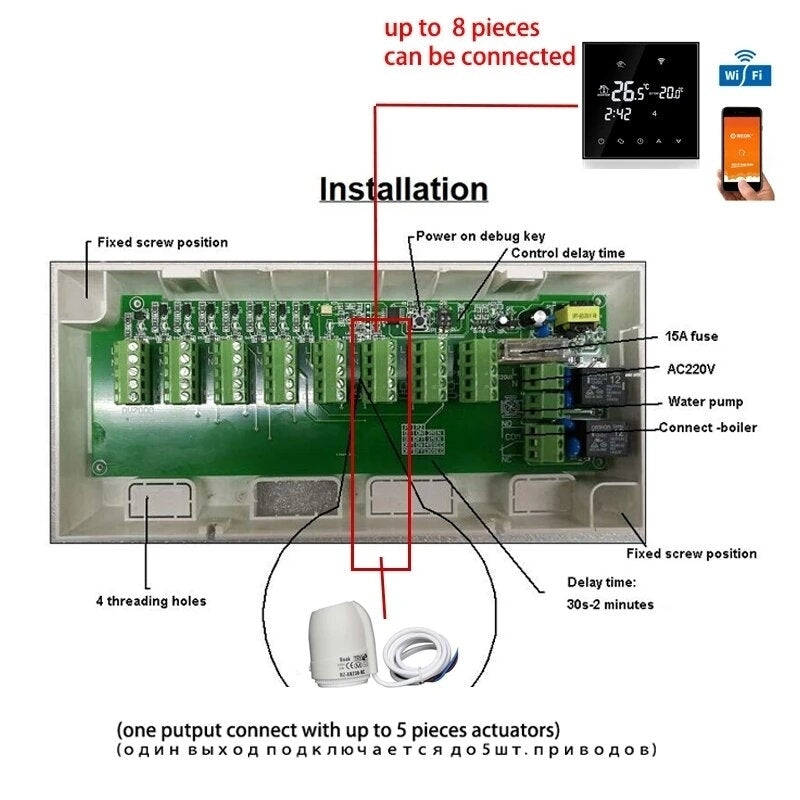 Controller for 8 Outputs Channels Concentrator 8 sub-chamber Work with WIFi Thermostat for Gas Boiler Image 6