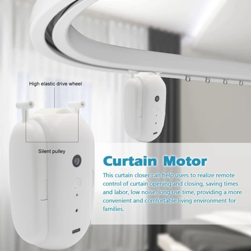 Curtain Electric Motor Smart Curtains Wireless Automatic Curtain Opener Inner Groove Rail Work Alexa Google Home Image 2