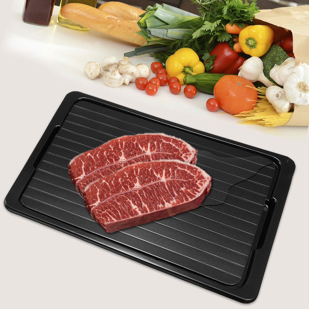 Defrosting Tray Thawing Plate Frozen Food Faster and Safer Way to Defrost Meat or Frozen Food Plate Image 7