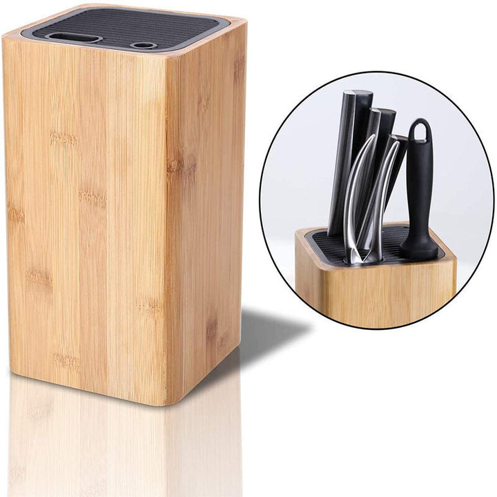 Eco-Friendly Bamboo Kitchen Knife Holder Scissors Sharpening Rod Space Saver Knife Drier Storage Tool with Drain Holes Image 1