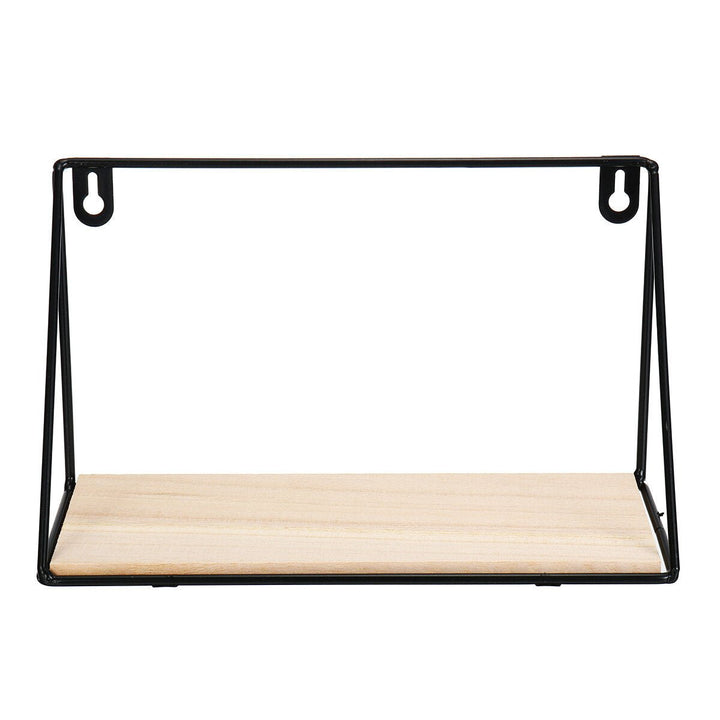 Floating Corner Wall Iron Shelf Wall Mounted Wood Storage Shelf Home Office Decoration Display Image 5