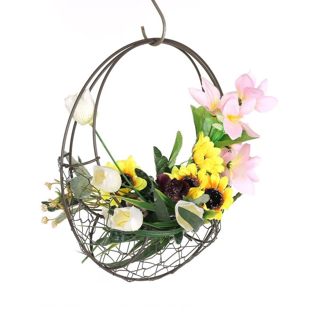 Flower Basket Wrought Iron Wreath Wire Round Succulent Wall Image 2