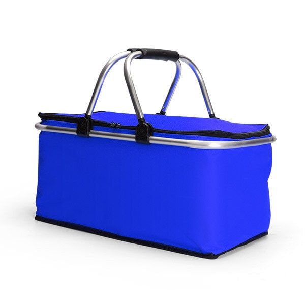 Folding Picnic Basket Portable Insulated Camping Cooler Outdoor BBQ Food Organizer Image 1