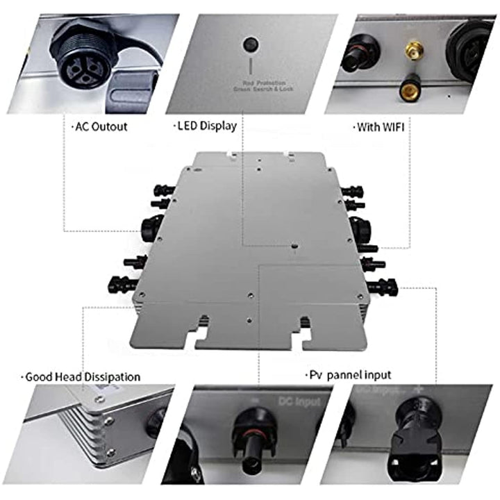 Grid Related Solar Inverter, 1400W IP65 Waterproof WiFi Monitoring 110,220V Output, Electric Auxiliary Micro Inverter Image 8