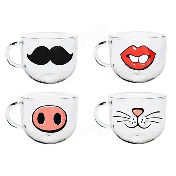 Handmade Cartoon Glass Cup High Temperature Resistant Transparent Water Mug Cat Pig Nose Pattern Glass Mug Image 1