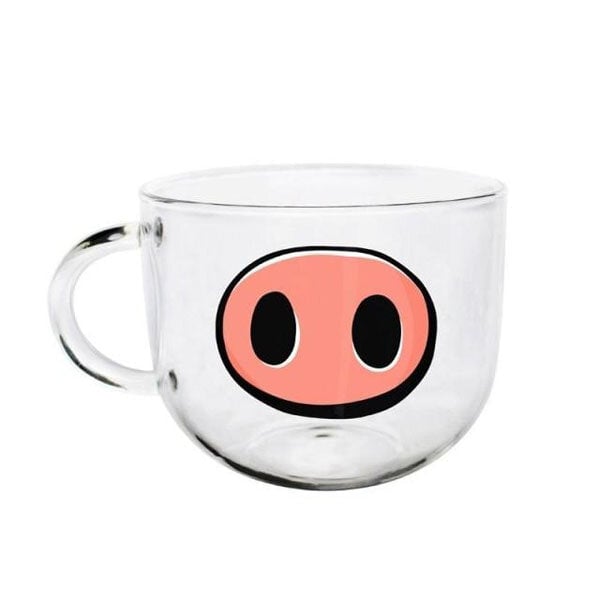 Handmade Cartoon Glass Cup High Temperature Resistant Transparent Water Mug Cat Pig Nose Pattern Glass Mug Image 9