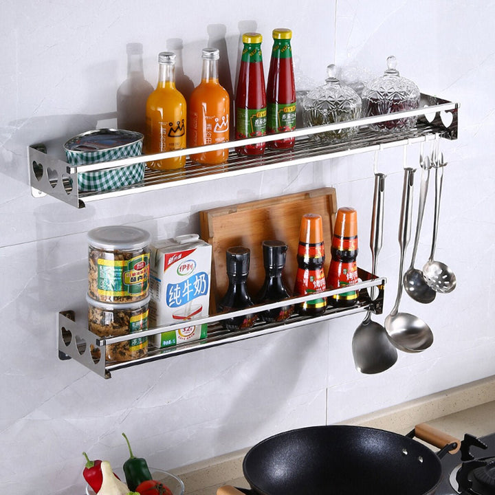 Kitchen Hanging Pot Pan Rack Wall Mount Storage Shelf Saucepan Holder Image 3