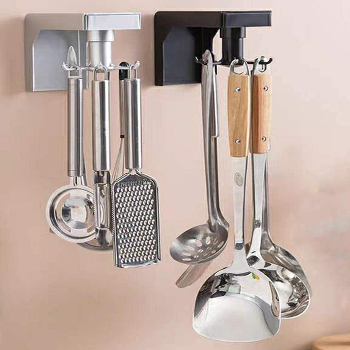 Kitchen Hook Spoon Storage Free Punching Wall Rack Retractable Rotatable Hooks Image 3