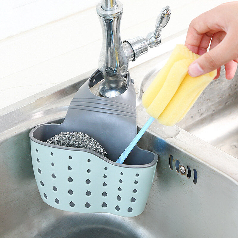 Kitchen Sponge Drain Holder Suction Cup Sink Shelf Soap Sucker Storage Rack Basket Wash Cloth Image 5