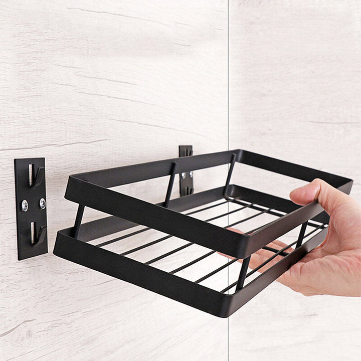 Kitchen Wall Shelf Storage Organizer Shelf Spice Rack Punch Free Storage Rack Image 3