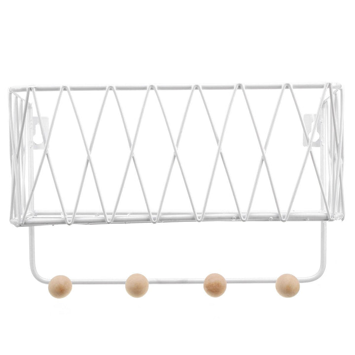 Industrial Metal Wire Wood Wall Shelf Rack Modern Loft Dorm Storage Shelf Image 9