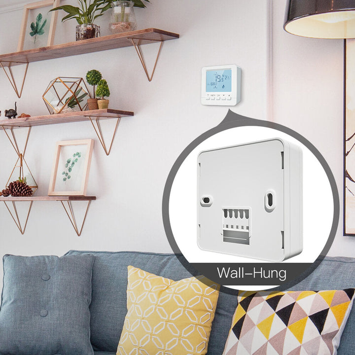 LCD 5A Wall-Hung Gas Boiler Thermostat Water Heating Temperature Controller Programmable Battery Powered with Backlight Image 3