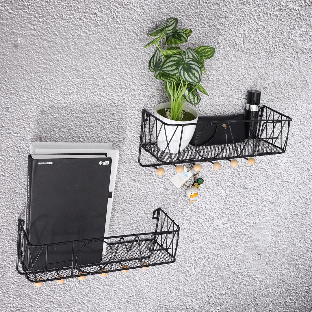 Iron Wall Mounting Shelf Hook Storage Rack Hanging Ledge Holder Home Decoration Image 5