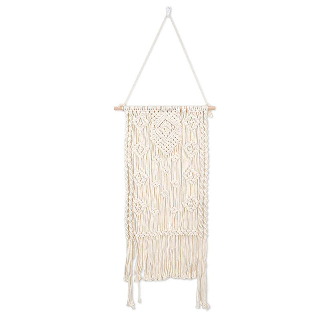 Macrame Plant Hanger Basket Hand Woven Tapestry Wood Pot Shelf Room Decoration Image 5