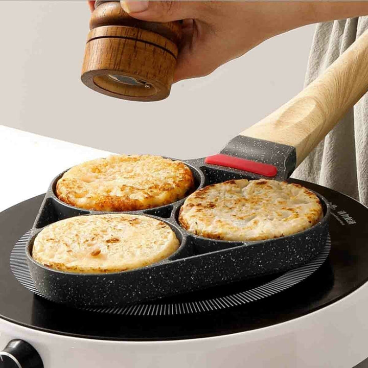 Medical Stone Coating Non-stick Three Holes Omelette Pan Egg Dumpling Pan Non-slip Anti-scalding Breakfast Pan Image 4