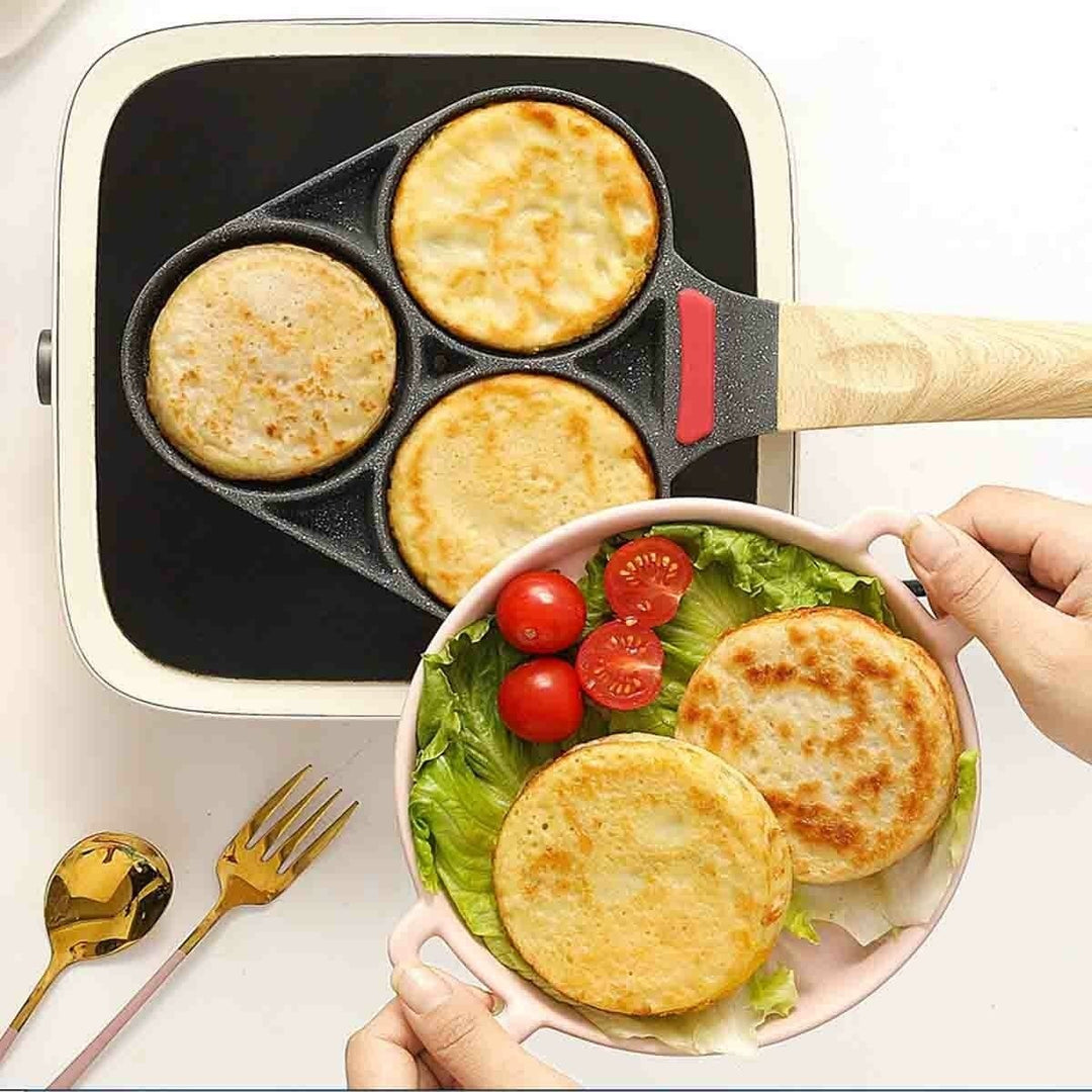 Medical Stone Coating Non-stick Three Holes Omelette Pan Egg Dumpling Pan Non-slip Anti-scalding Breakfast Pan Image 6