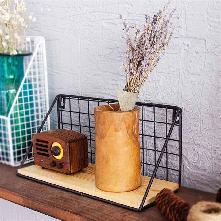 Large Metal and Wood Wall Hanging Shelf Birdcage Storage Bracket Hallway Display Image 7