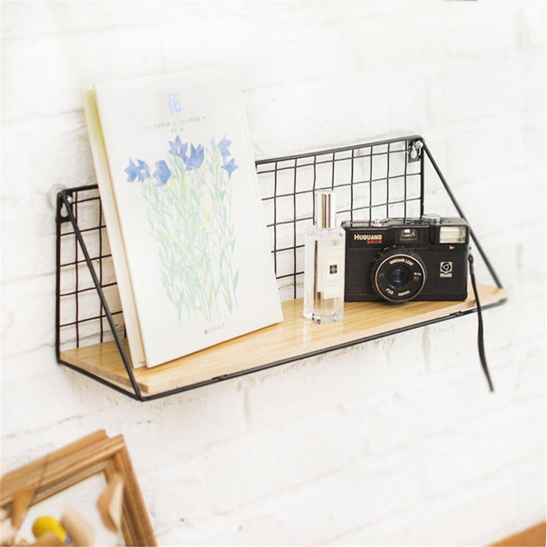 Large Metal and Wood Wall Hanging Shelf Birdcage Storage Bracket Hallway Display Image 8