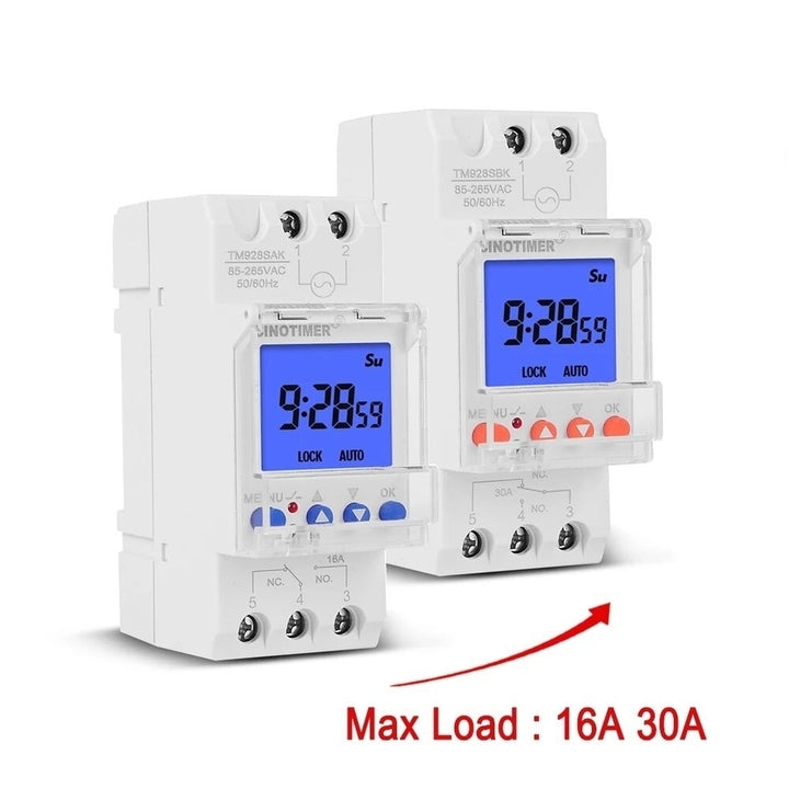 LCD Backlight Display Timer with Lock Function Replaceable Battery Rail Timer Switch 16A 30A Image 2