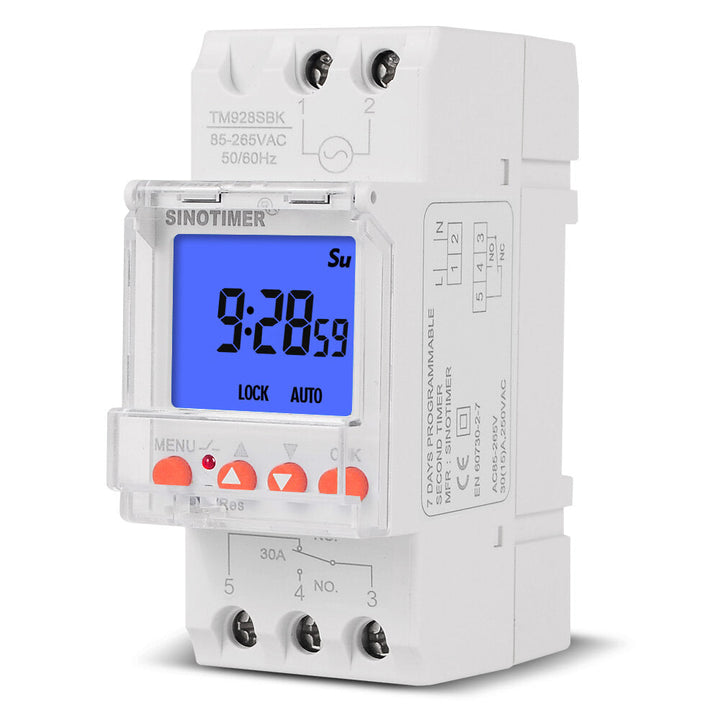 LCD Backlight Display Timer with Lock Function Replaceable Battery Rail Timer Switch 16A 30A Image 5