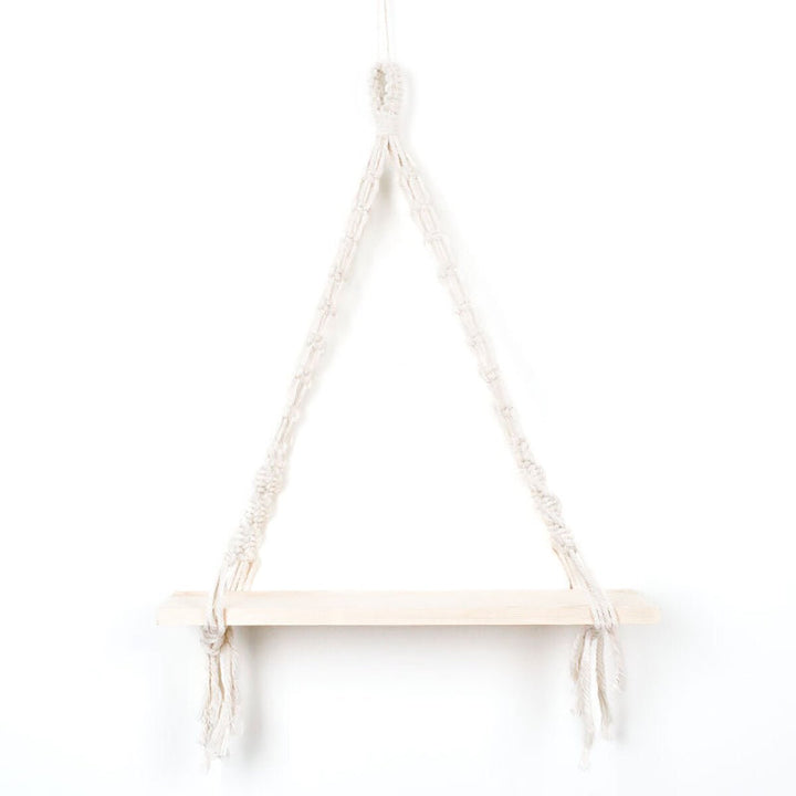 Macrame Plant Hanger Rack Hanging Shelf Bookshelf Hemp Rope Wall Mounted Shelves Image 1