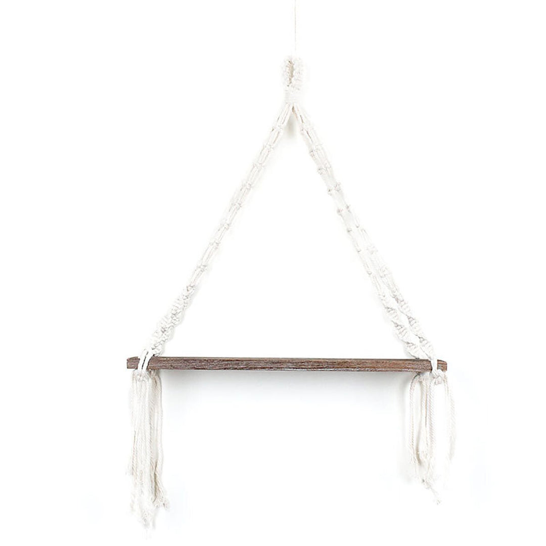 Macrame Plant Hanger Rack Hanging Shelf Bookshelf Hemp Rope Wall Mounted Shelves Image 3