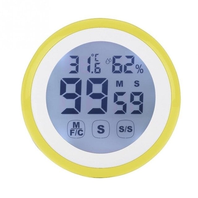 LCD Digital Touch Screen Kitchen Timer Count UP Alarm Clock Temperature And Humidity Me Image 1