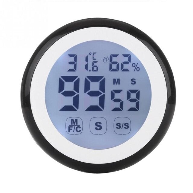 LCD Digital Touch Screen Kitchen Timer Count UP Alarm Clock Temperature And Humidity Me Image 1