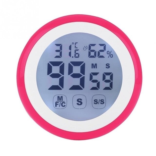 LCD Digital Touch Screen Kitchen Timer Count UP Alarm Clock Temperature And Humidity Me Image 1