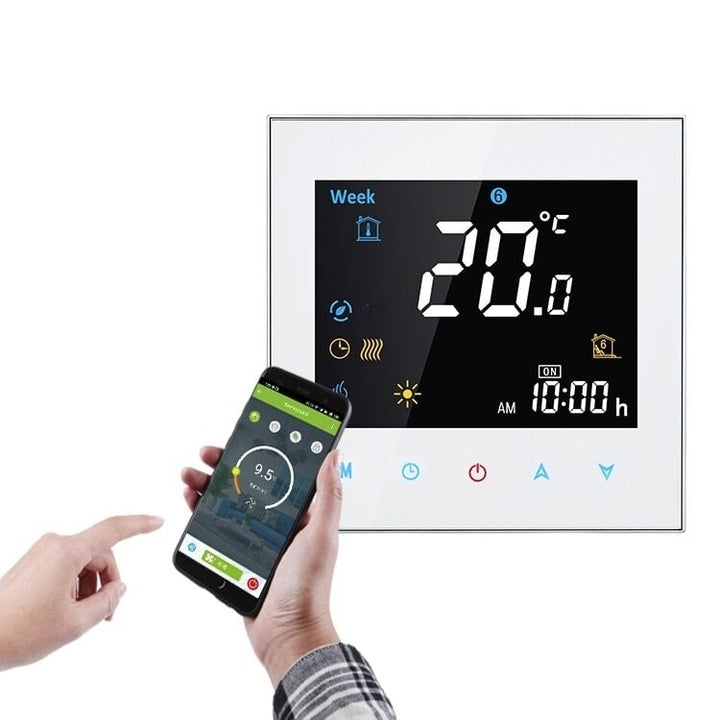 LCD Touch Screen Smart Wireless Zwave Wall-hung Boiler Thermostat Floor Heating Controller Image 1