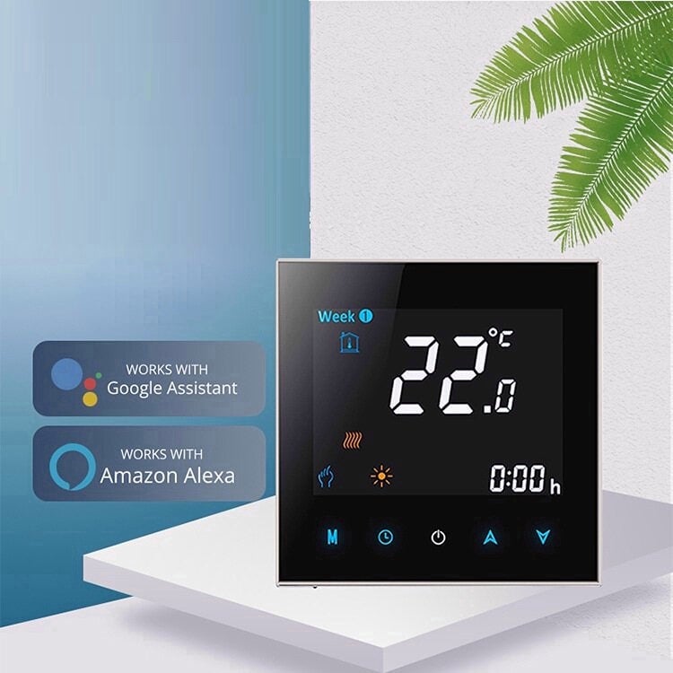 LCD Touch Screen Smart Wireless Zwave Wall-hung Boiler Thermostat Floor Heating Controller Image 3