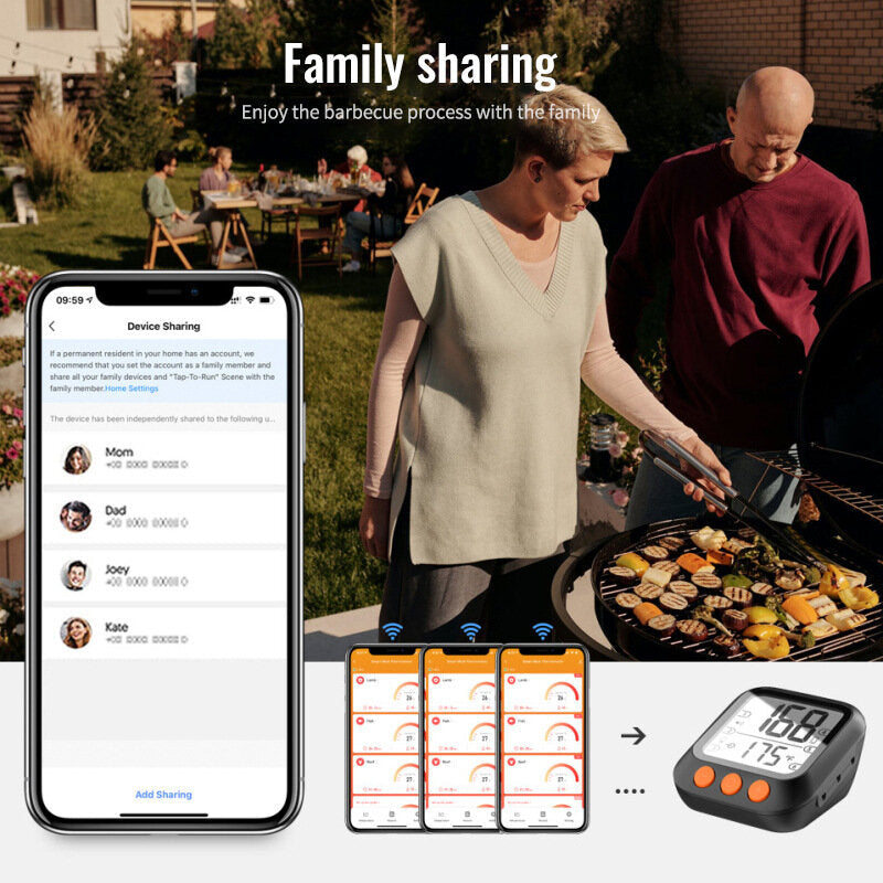 LCD Large Wide-angel Display Bluetooth Intelligent Barbecue Meat Thermometer 3.5" Image 4