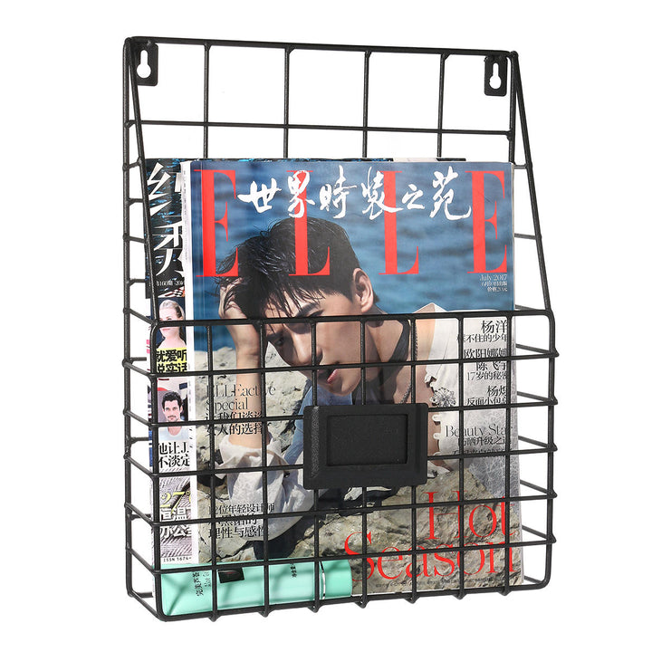 Modern Wire Storage Baskets Magazine Newspaper Wall Mounted Post Rack Organizer Shelf Image 3