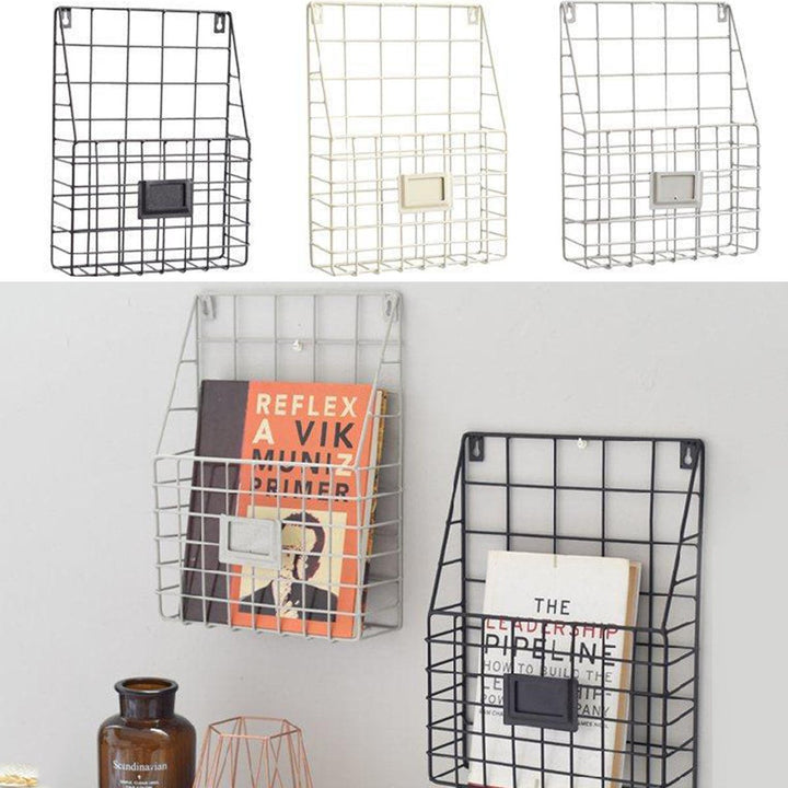 Modern Wire Storage Baskets Magazine Newspaper Wall Mounted Post Rack Organizer Shelf Image 5