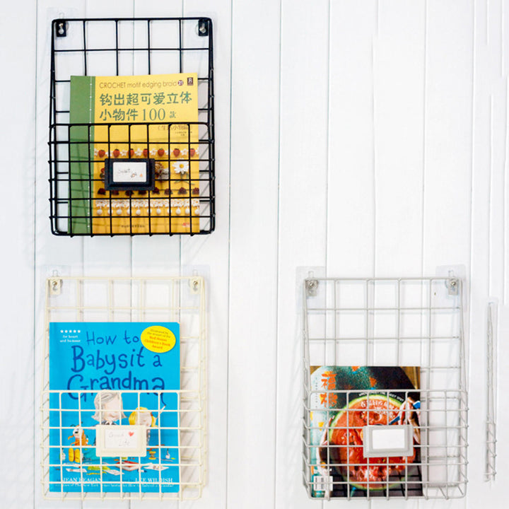 Modern Wire Storage Baskets Magazine Newspaper Wall Mounted Post Rack Organizer Shelf Image 6