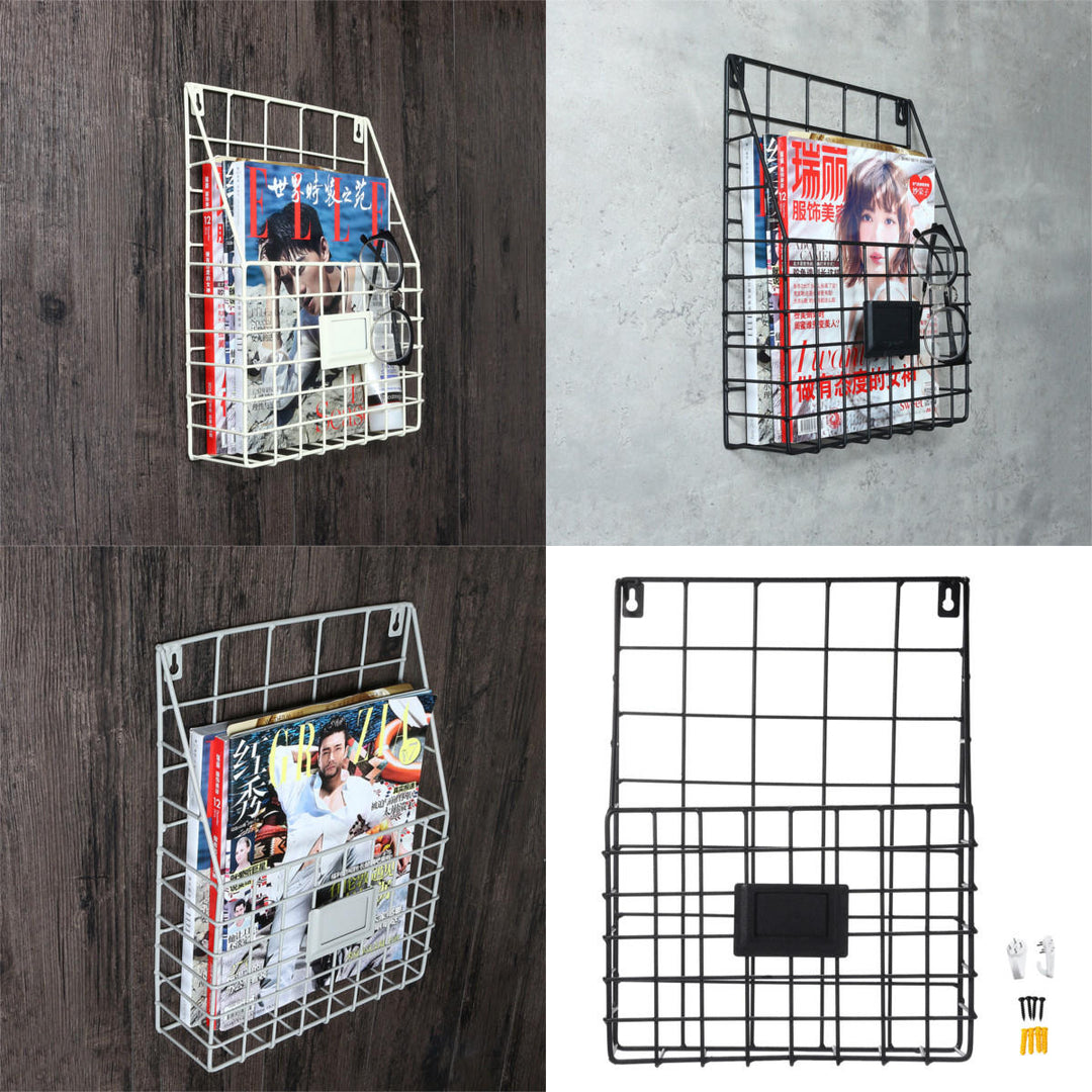 Modern Wire Storage Baskets Magazine Newspaper Wall Mounted Post Rack Organizer Shelf Image 7