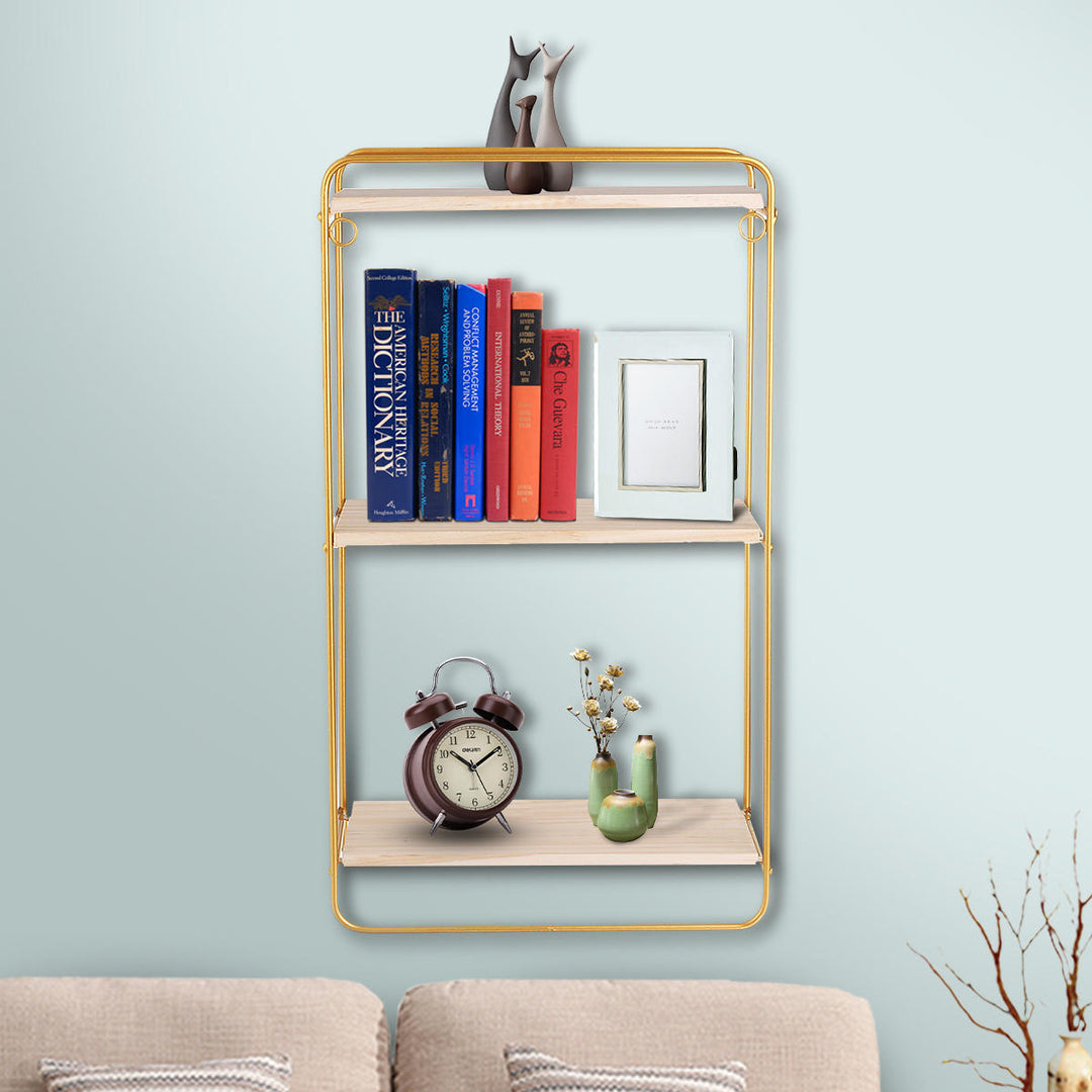 Metal Storage Shelf Simple Display Holder Wall-Mounted Rack Book Organiser Home Decorations Image 4